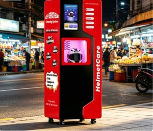 Machine de nettoyage de casques en libre-service, acceptant les <span class=keywords><strong>Pesos</strong></span>, avec monnayeur - Product Image 1