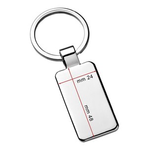 Porte-clés en acier inoxydable, plaque rectangulaire 26x50 mm, étiquette métallique - Product Image 2