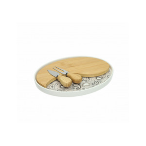 Tabla de cortar de bambú Shanti Sand Porcelain con 2 cuchillos para queso de acero inoxidable - Product Image 1