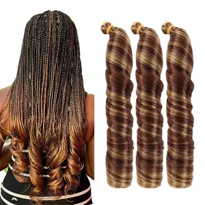 150g French Curl 24 Inches Loose wave Spiral Curls Crochet Braids Ombre Pre Stretched Bulk Expression Braiding Hair Extensions