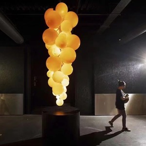 Lustre suspendu au plafond à LED au design nordique moderne Décoration <span class=keywords><strong>de</strong></span> la maison Boule <span class=keywords><strong>de</strong></span> verre colorée AC Grappe <span class=keywords><strong>de</strong></span> raisin Blanc Bleu Violet - Product Image 6