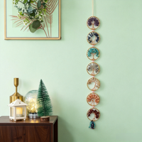 Arbre de Vie 7 Chakras Attrape-soleil en Cristal Fait Main Guirlande Suspendue en Pierres Naturelles Décoration Murale Guérison pour la Maison