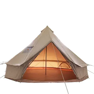 저렴한 3 4 인 럭셔리 옥스포드 벨 텐트 피라미드 방수 Tipi 6m 벨 텐트 스토브 캠핑