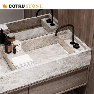 Top per Mobile Bagno in Marmo <span class=keywords><strong>Taj</strong></span> <span class=keywords><strong>Mahal</strong></span> Naturale con Foro per Lavabo per Decorazione Bagno - Product Image 2
