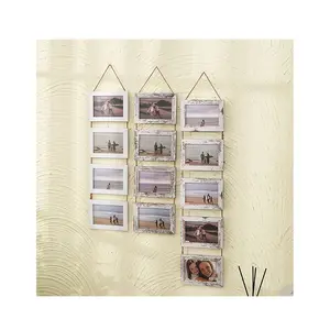 Scandinavian Wall Mounted Photo Frame Quad Twine Combination Hanging 6 Inch Decorative Solid Wood Photo Frame