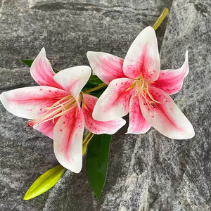 Decorative Small <strong>Lily</strong> Artificial Table <strong>Flowers</strong> 2-Head with Stem for Home Floral Arrangement - Product Image 5