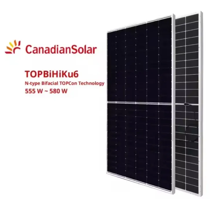 カナダのTOPBiHiKu6Nタイプ300w400w500w両面TOPConテクノロジー中国で省エネモノラルソーラーパネル
