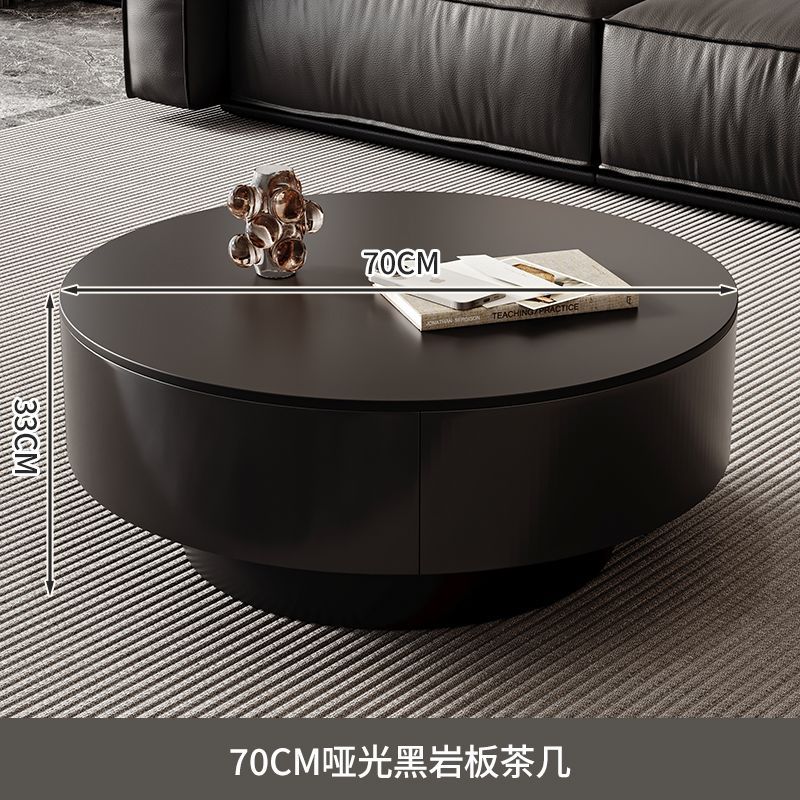 Matte black slab coffee table [70CM single drawer]