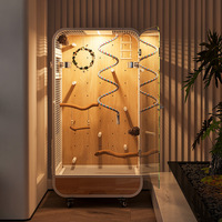 Grande cage à oiseaux carrée en fer et bois massif avec villa mobile en verre trempé pour perroquets calopsitte cage d'élevage produit en boîte