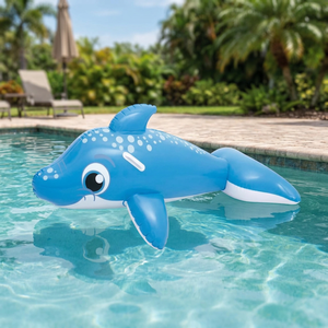 Delfin gonflable bleu en PVC 149*80*59 CM avec 2 poignées, épaisseur 0,30 mm, capacité 45 kg pour enfants, piscine - Product Image 3