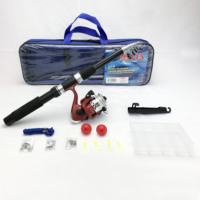 Joran pancing kecil teleskopik 2.1m, Set Kombo joran pancing Spinning kumparan keras umpan kait memancing di sungai