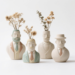 <span class=keywords><strong>Vaso</strong></span> in Ceramica a Forma di <span class=keywords><strong>Testa</strong></span> di Gentiluomo Inglese Personalizzato - Decorazione per la Casa OEM/ODM con Design Regolabile del Cappello a Cilindro, Dettagli del Viso - Product Image 3