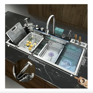 Rubinetto da <span class=keywords><strong>cucina</strong></span> Tiktok fatto a mano in acciaio inox 304 a singola vasca grande con otto fori <span class=keywords><strong>per</strong></span> lavaggio e scolo <span class=keywords><strong>di</strong></span> verdure - Product Image 2