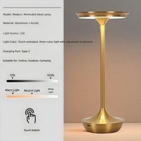 Lampe de table LED tactile rechargeable électroplaquée, à intensité variable, pour hôtel, bar, café, salle à manger