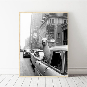 Affiche vintage de la ville des lamas <span class=keywords><strong>noir</strong></span> <span class=keywords><strong>et</strong></span> <span class=keywords><strong>blanc</strong></span>, photographie d'animaux rétro, peinture sur toile non encadrée pour décoration de salon <span class=keywords><strong>et</strong></span> de maison - Product Image 3