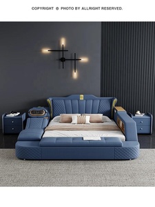 Ensembles de lits intelligents King Size avec USB et LED, nouveaux meubles de chambre à coucher, lits fonctionnels avec fonction massage, tailles Queen et <span class=keywords><strong>Double</strong></span> pour la maison - Product Image 6