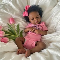 Poupée Reborn Afro-Américaine Noire de 20 Pouces, Peau Foncée Réaliste, Nouveau-né, Bébé, Peinte à la Main, Réaliste, Cadeau de Collection