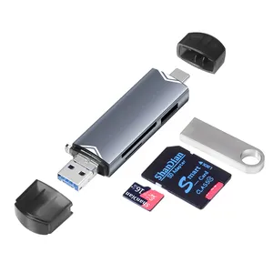 6 in 1 Multifunktions-USB-Kartenleser U-Scheibe Typ C/Mikro-USB/Tf/SD Flash-Laufwerk Speicherkartenleser-Adapter Telefonzubehör
