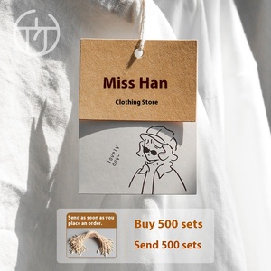 Etiqueta de precio de papel Kraft de alta calidad, etiqueta de ropa con logotipo personalizado, lista de tiendas de ropa para mujer, etiquetas de embalaje de marca universales - Product Image 5