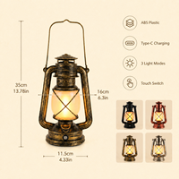 Lampe de bureau portable d'intérieur pour le camping, trois niveaux de luminosité, rechargeable, design moderne et simple, commande tactile, ambiance de restaurant
