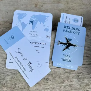 Lá Bìa mời in ảnh khác nhau Tên hộ chiếu lên máy bay vượt qua Cảm ơn bạn thẻ cho khách hộ chiếu lời mời đám cưới - Product Image 3