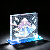 Support de table en acrylique massif à base ondulée dégradée, motif dessin animé étoilé, faible MOQ, cadeau pour fans de jeux fantastiques