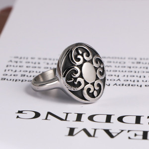 European Punk Style <b>Titanium</b> Steel <b>Ring</b> Silver Gray Cross Pattern Men's Fashion Jewelry Gift - Product Image 3