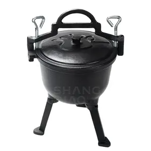 Hot Selling Cast Iron Pressure Cooker Camping Pot Enameled Cast Iron Hunting Pot Utensils Kitchen Cookware Cauldron