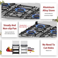 Cuisinière à gaz commerciale 5 brûleurs, autonome, avec couvercle en fer, GPL, portable, pour usage extérieur, hôtelier et domestique