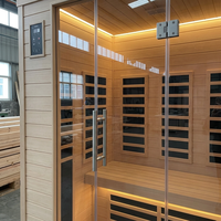 Ruang Sauna Kayu Pinus Putih Berkualitas Tinggi untuk 2-3 Orang, Inframerah Spektrum Penuh, Pemanas EMF Rendah, Mesin Terapi Relaksasi Spa Rumah