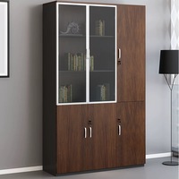 Meuble de bureau moderne simple Document de classement en bois laminé Cadre en verre Armoire porte profil Classeur de rangement