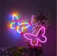 Fabricant direct, nouvelles lumières LED papillon néon, lumière décorative créative pour chambre à coucher, pour la Saint-Valentin, blanc chaud, IP20