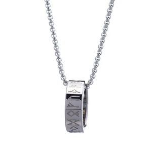 Bijoux de style <span class=keywords><strong>viking</strong></span> mythologique nordique européen et américain, collier en acier titane pour homme avec runes, chaîne de perles, polyvalent - Product Image 5