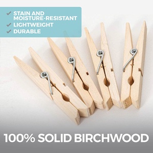 Grandes pinces à <span class=keywords><strong>linge</strong></span> en bois résistantes à la rouille et à l'humidité, pinces à vêtements durables en bois - Product Image 2
