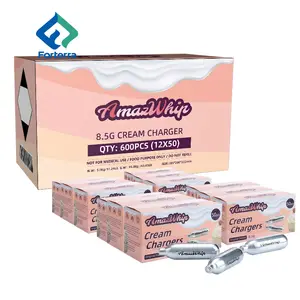 Atacado AmazWhip 8g 50pk Carregadores de Creme Alimentar Grau Vazio 8.5g Cilindro Carregadores de Chantilly