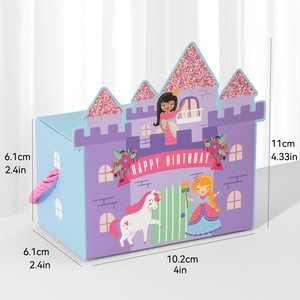 Boîte Cadeau en Gros Motif Château de Dessin Animé pour Bonbons, Décoration de Fête d'Anniversaire ou de Baby Shower, Boîte à Cadeaux Princesse et Prince - Product Image 5