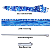 Parasols de patio extérieurs portables ventilés géants à impression personnalisée bon marché parasol de plage avec ancre de sable pliable en acier et aluminium