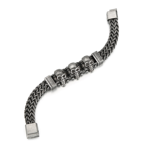 KALEN 220mm Punk <span class=keywords><strong>Triple</strong></span> Skull Charms bracciali a catena a spina di pesce in acciaio inossidabile per uomo - Product Image 4