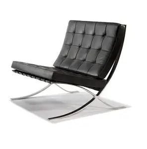 كرسي برشلونة تصميم تراثي من الجلد حديث بسيط غرفة معيشة برشلونة أريكة مفردة كاجوال كرسي للعمل