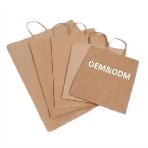 Custom Logo Printed Recycled Brown Kraft Paper Bags with Twisted Handles for Shopping Food Takeaway Gift Packaging Eco Friendly - Product Image 1