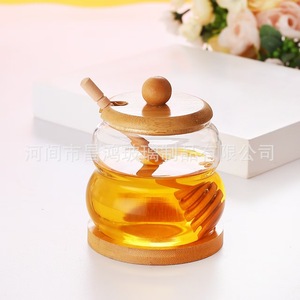 Tarro de miel de vidrio de borosilicato de alta calidad con cuchara, hermético, sin BPA, apto para alimentos, para venta al por mayor - Product Image 3