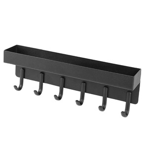 Wall Mounted Key Rack Tray <b>Black</b> 6 <b>Hooks</b> Storage Organizer For Entryway Door Back Home Use - Product Image 4