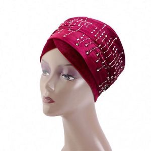 Turban tube en velours extra long à motif africain, foulard décontracté tendance pour femmes adultes, accessoires en strass - Product Image 1