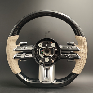Volante Sportivo JIANSHAN in Pelle Bianca e Fibra di Carbonio a 3 Razze con Finitura Nero Lucido per <span class=keywords><strong>Mercedes</strong></span> W177 W247 C118 X118 W206 W213 C238 - Product Image 2