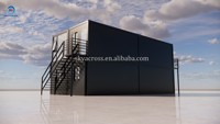 Bureau préfabriqué moderne à 2 étages avec mur en verre, conteneur pour espace de travail ou hôtel, en acier