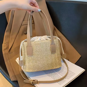 Kadın bahar dokuma el Tote çanta taşınabilir Crossbody tatil omuzdan askili çanta Polyester astar ile - Product Image 5