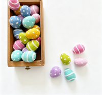 Œufs de Pâques en feutre de laine pastel avec rayures à pois, boules de feutre couleur macaron pour la confection de couronnes DIY, accessoires de décoration de Pâques