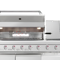 Barbecue à gaz 6 brûleurs en acier inoxydable 304 avec brûleur latéral, allumage électronique, cuisine extérieure intégrée
