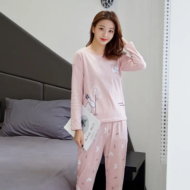 Wholesale new design Sleepwear One set High quality New cute nighty Wholesale one set Chinese Long Sleeve Women Pajamas