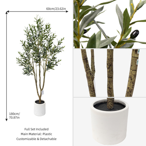 Arbre d'<span class=keywords><strong>olivier</strong></span> artificiel ultra-réaliste de 1,80 m en pot, style mince, avec olives noires, pour la décoration de réception de bureau, plante d'<span class=keywords><strong>olivier</strong></span> artificielle - Product Image 3